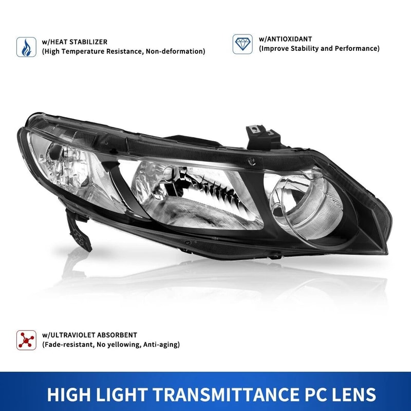 Black Housing Headlights For Honda Civic Sedan 20062011 Qaualma Door Headlamps 9