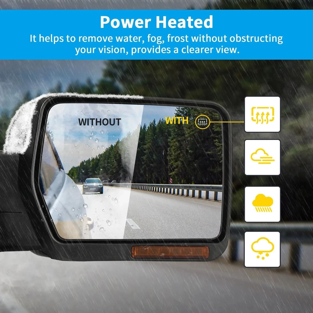 Passenger Side Mirror Power Heated Amber Signal Light Included 6