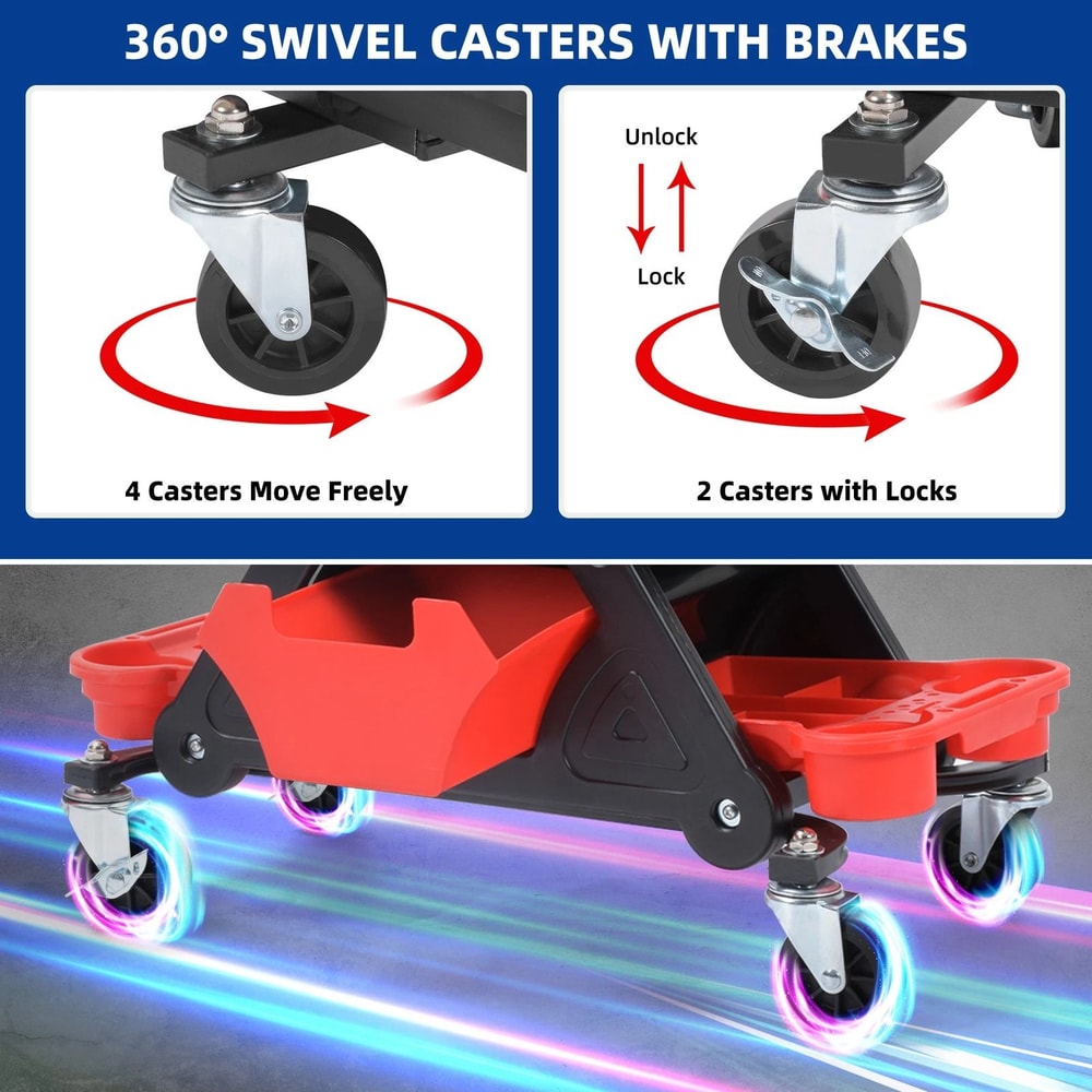 Rolling Mechanic Stool Creeper Shop Repair Tools Storage Detailing Seat Garage 2