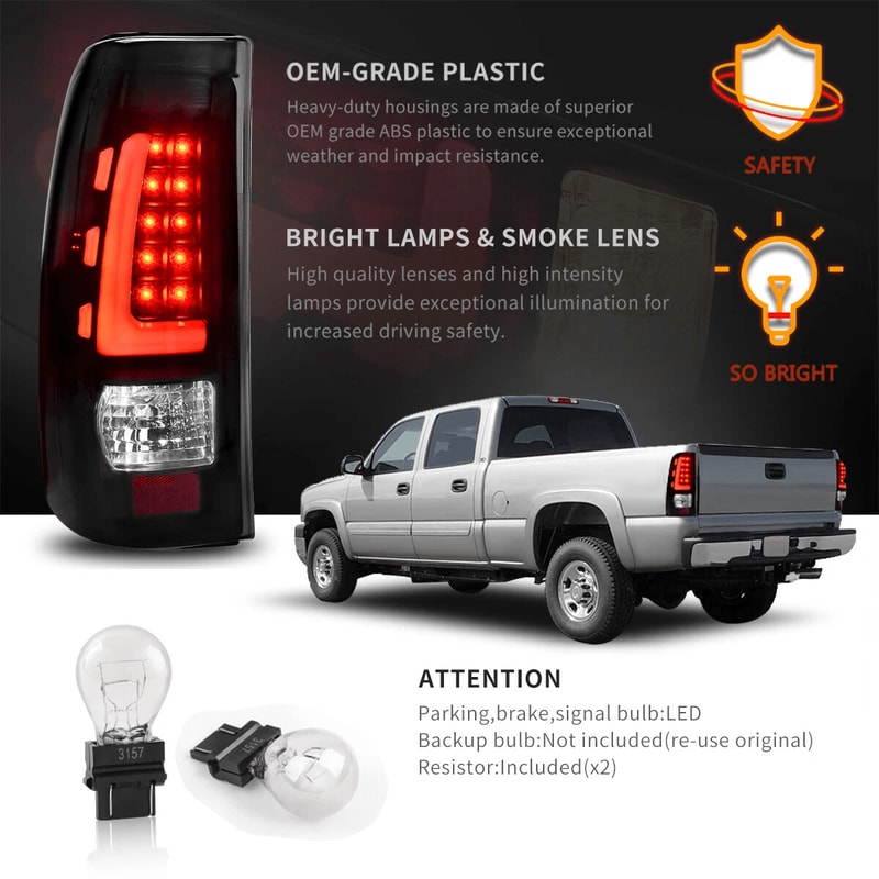 Smoke Black LED Tail Lights For Silverado Sierra Rear Lamp Upgrade 4