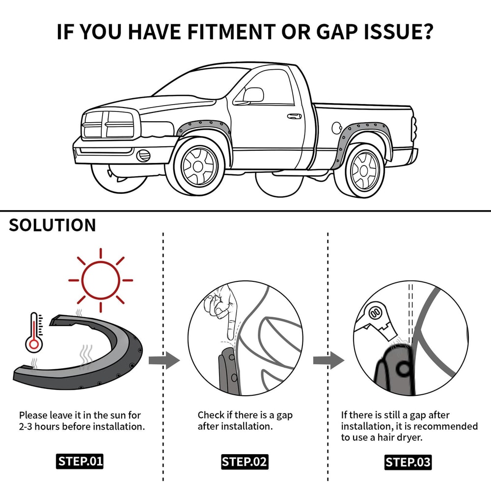 Flexible Fender Flares For Dodge Ram Pocket Rivet Style 5