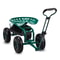 Green Rolling Garden Cart With Seat And Wheels Extendable Handle For Comfortable Gardening 9