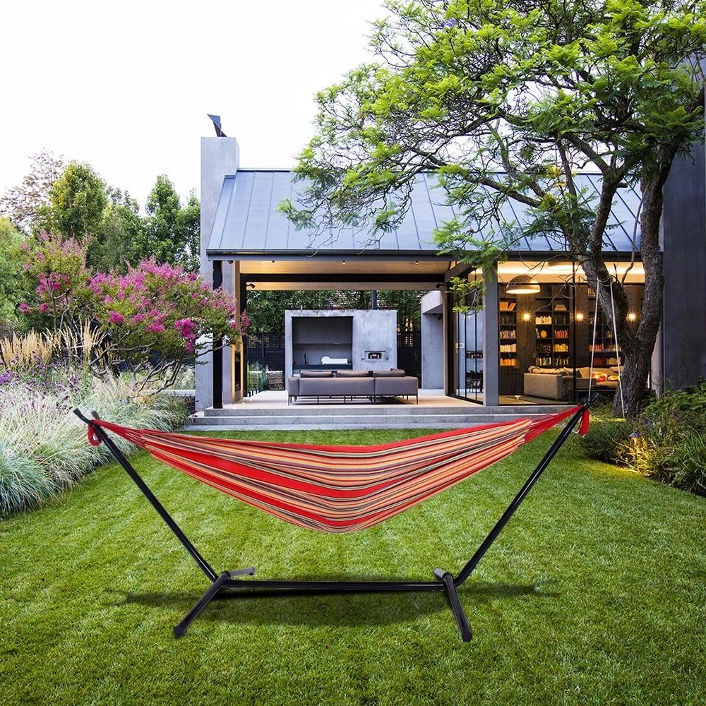 Outdoor Hammock Set Hanging Space Saving Polyester Steel Stand Portable Bag 2