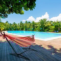 outdoor hammock set, hanging space saving, polyester, steel stand, portable bag