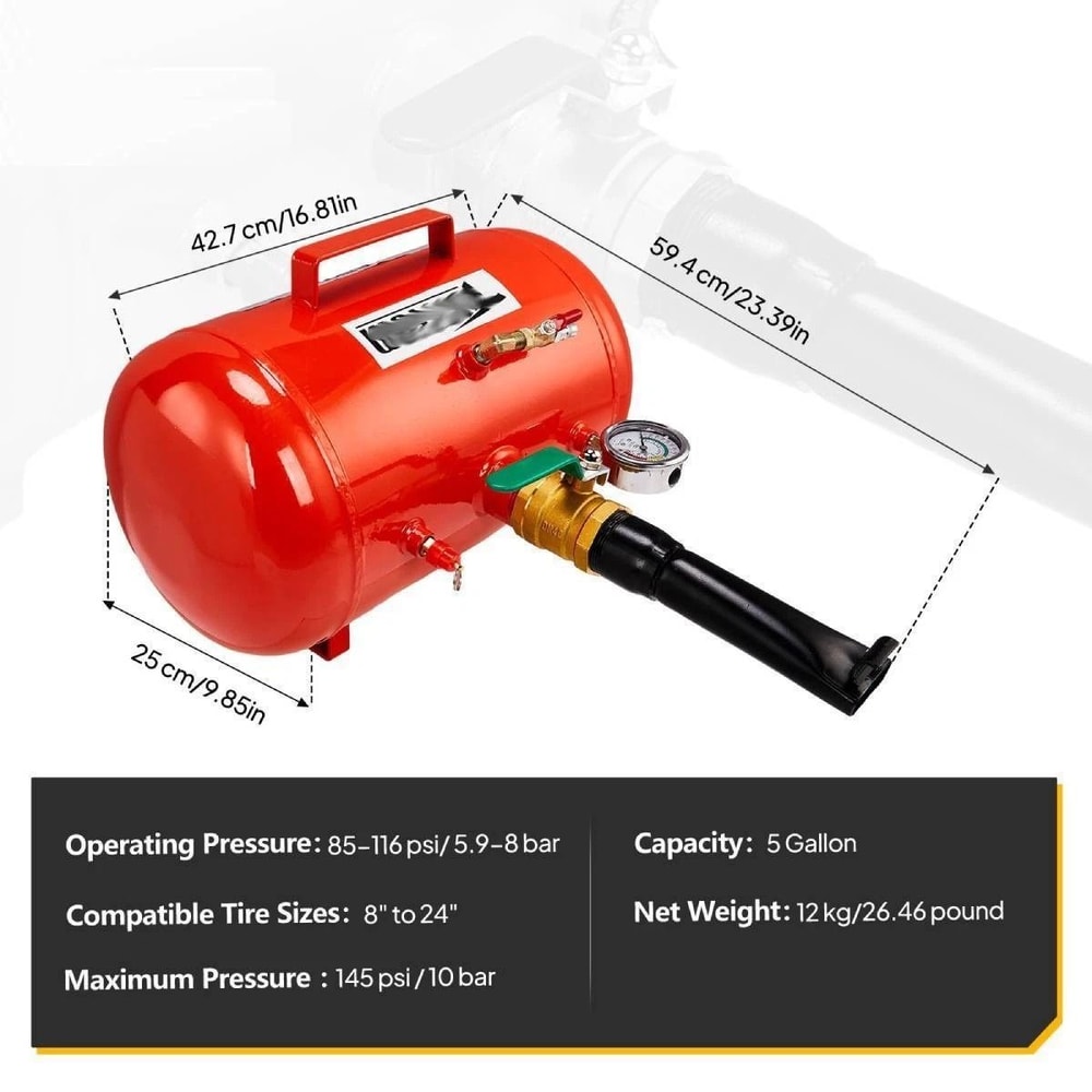 Blaster Tool Seating Air Tire Bead Seater Inflator Red 3