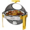 6 Quart Round Chafing Dish Buffet Set Stainless Steel With Glass Window Elegant Gold Finish 0