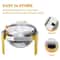 6 Quart Round Chafing Dish Buffet Set Stainless Steel With Glass Window Elegant Gold Finish 2