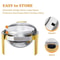 6 Quart Round Chafing Dish Buffet Set Stainless Steel With Glass Window Elegant Gold Finish 2