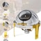 6 Quart Round Chafing Dish Buffet Set Stainless Steel With Glass Window Elegant Gold Finish 5