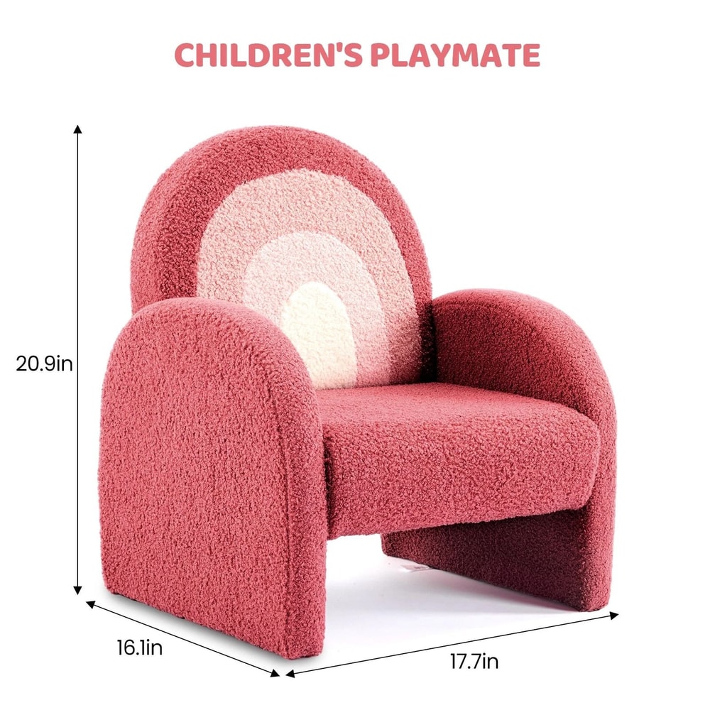 AntiTip Toddler Sofa For Playroom Teddy Fleece Kids Chair With Solid Wood Legs 6