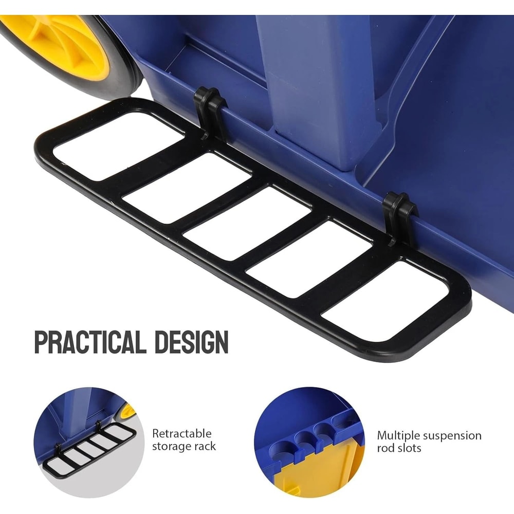 3Shelf Janitorial Cart With KeyLocking Cabinet Blue Cart With Yellow Vinyl Bag For Cleaning Tasks 3