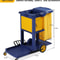 3Shelf Janitorial Cart With KeyLocking Cabinet Blue Cart With Yellow Vinyl Bag For Cleaning Tasks 6