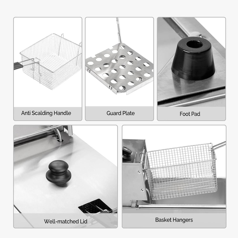 Stainless Steel Electric Commercial Deep Fryer With Basket Lid Heavy Duty Cooking Equipment For Re 3