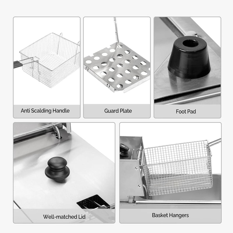 Stainless Steel Electric Commercial Deep Fryer With Basket Lid Heavy Duty Cooking Equipment For Re 3