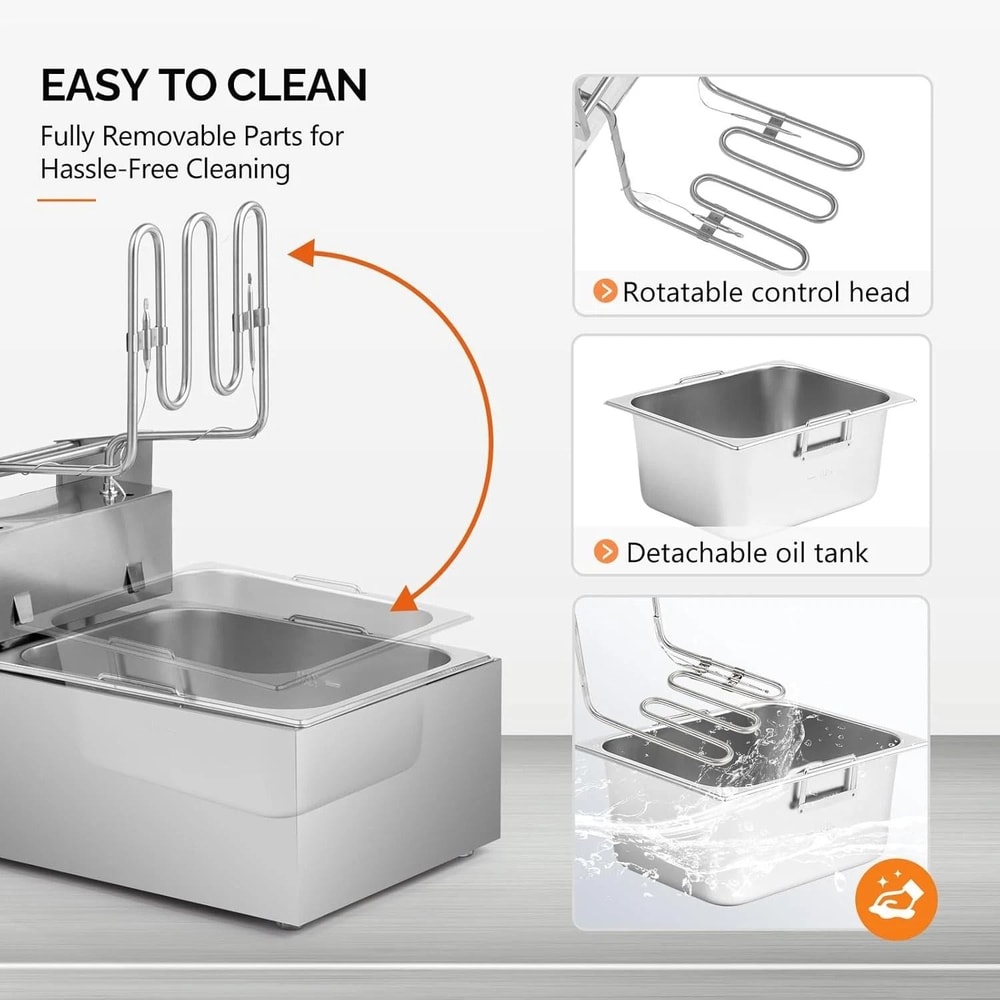 Stainless Steel Electric Commercial Deep Fryer With Basket Lid Heavy Duty Cooking Equipment For Re 5