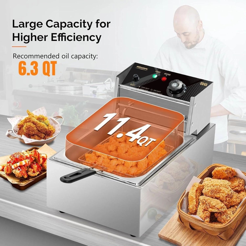 Stainless Steel Electric Commercial Deep Fryer With Basket Lid Heavy Duty Cooking Equipment For Re 6