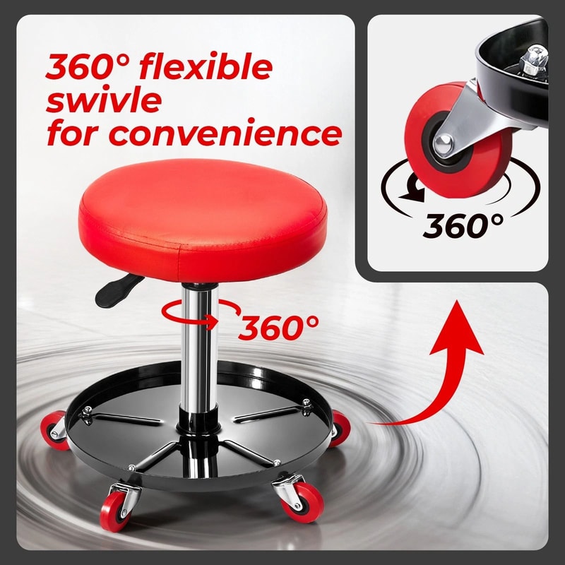 Rolling Pneumatic Creeper Mechanic Stool Adjustable Height Durable And Comfortable Seat 3