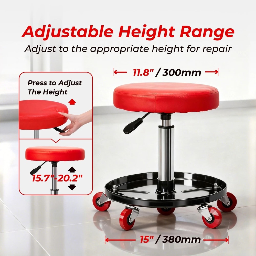 Rolling Pneumatic Creeper Mechanic Stool Adjustable Height Durable And Comfortable Seat 5