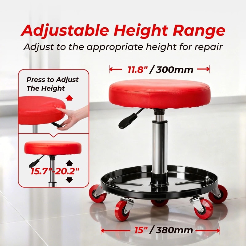 Rolling Pneumatic Creeper Mechanic Stool Adjustable Height Durable And Comfortable Seat 5