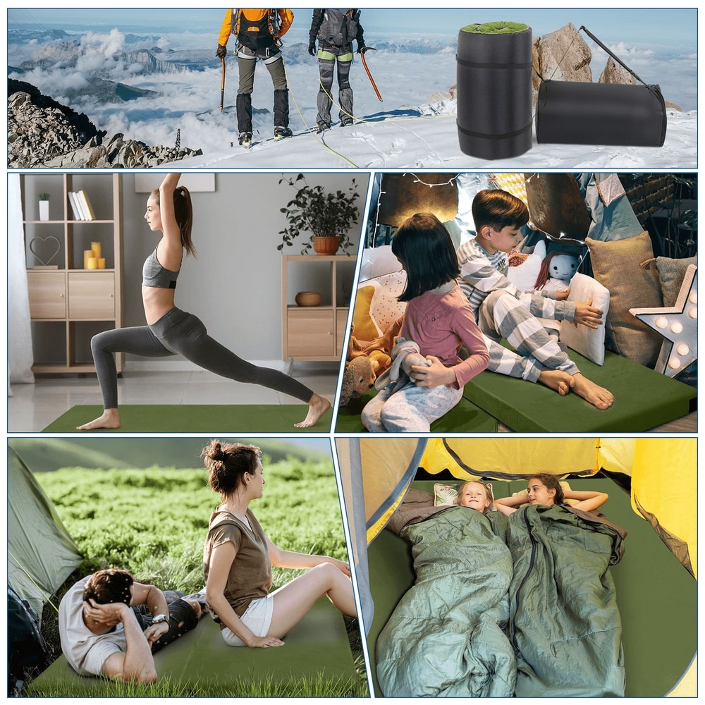 Portable Roll Up Sleeping Camping Mattress Memory Foam Camping Mattress Pad Compact Travel Pad 6