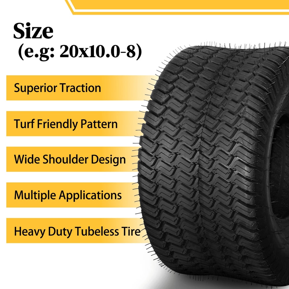 Lawn Mower Tractor Cart Turf Tires 4 Ply Rated Durable Garden Tire Set 4