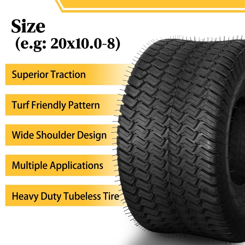 Lawn Mower Tractor Cart Turf Tires 4 Ply Rated Durable Garden Tire Set 4