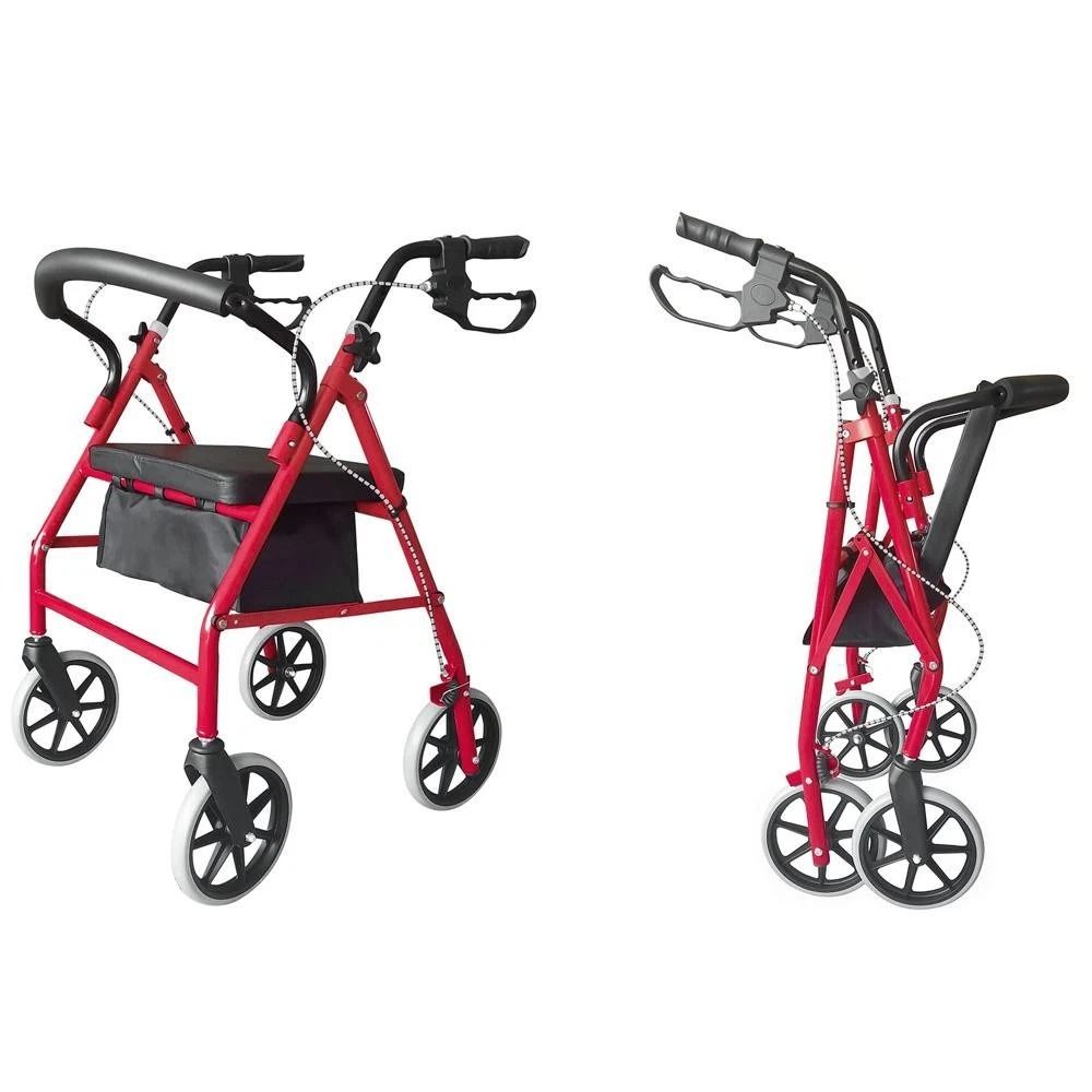 Folding Rolling Walker With Wheels Portable Rollator Walker With Seat Adjustable Mobility Support 5