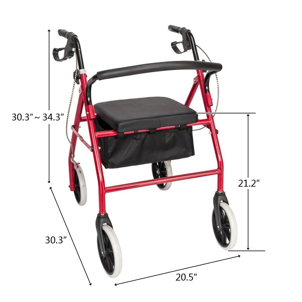 Folding Rolling Walker With Wheels Portable Rollator Walker With Seat Adjustable Mobility Support 8