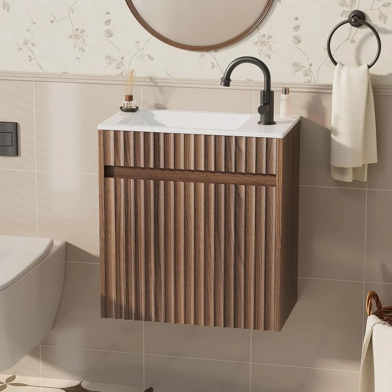 Modern White Ceramic Bathroom Vanity Top Sink With PreDrilled Faucet Hole Durable Vanity Basin 0