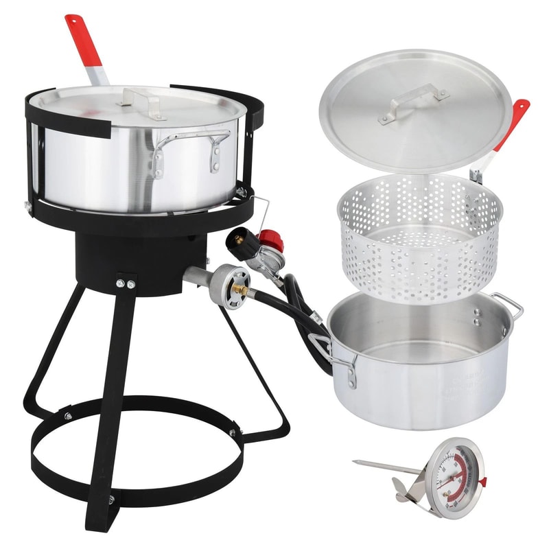 Fryer Pot Outdoor Propane Deep Fryer Aluminum Pot With Strainer Basket For Crispy Meals 7