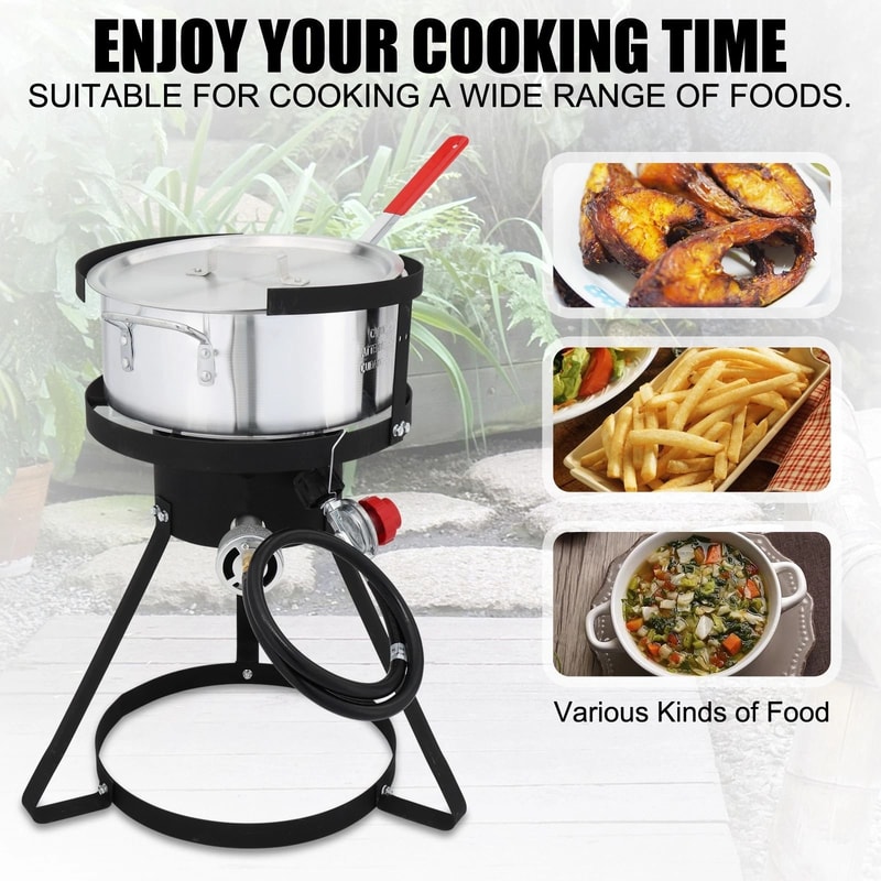 Fryer Pot Outdoor Propane Deep Fryer Aluminum Pot With Strainer Basket For Crispy Meals 5