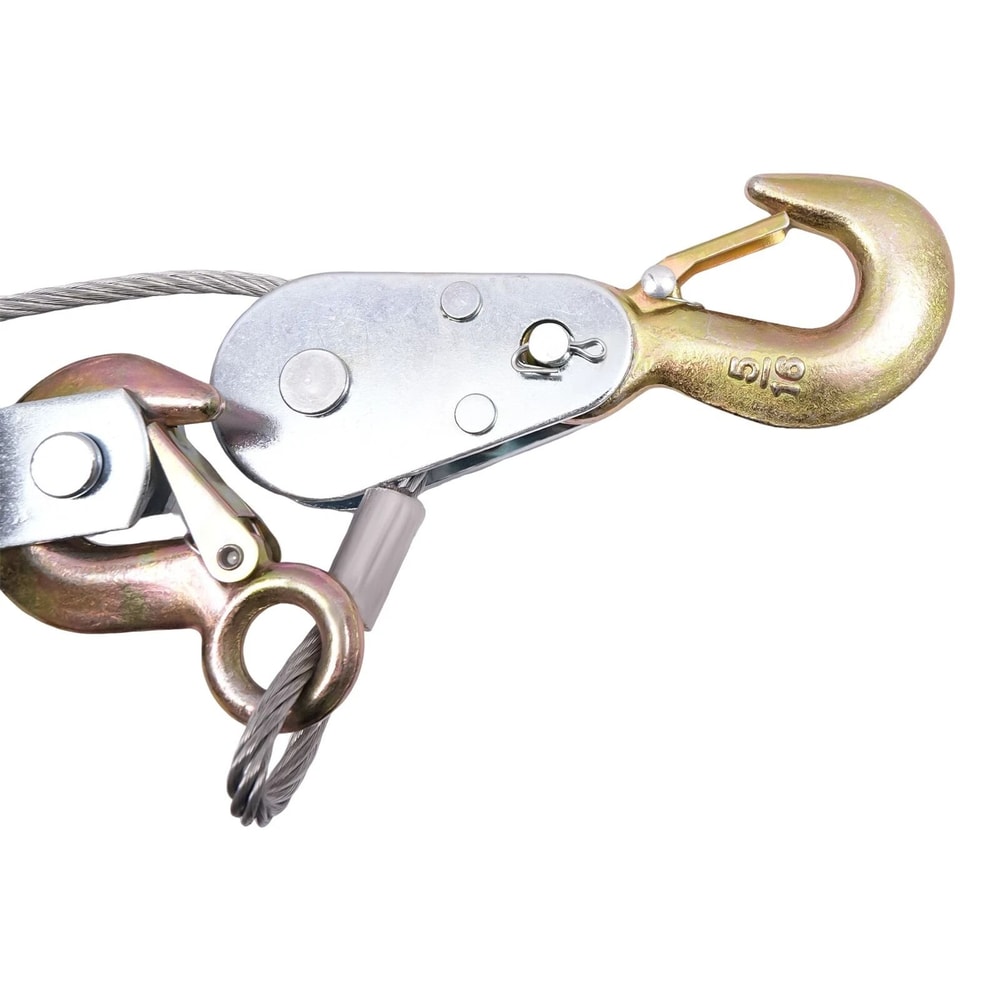 Heavy Duty Hand Puller Hoist 5 Ton Cable Winch With 3 Hooks 6