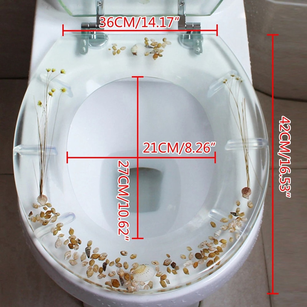 Resin Sea Shell Toilet Seat Silver Hinges UType Shell Decor For Bathroom 5