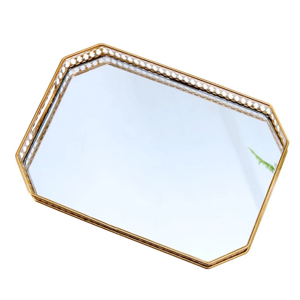 Glass Tray Vintage Octagon Mirror For Vanity Dresser Perfume Cosmetic Holder 11