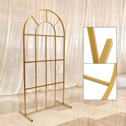 easy to assemble gold metal arch stand for weddings, parties, and events