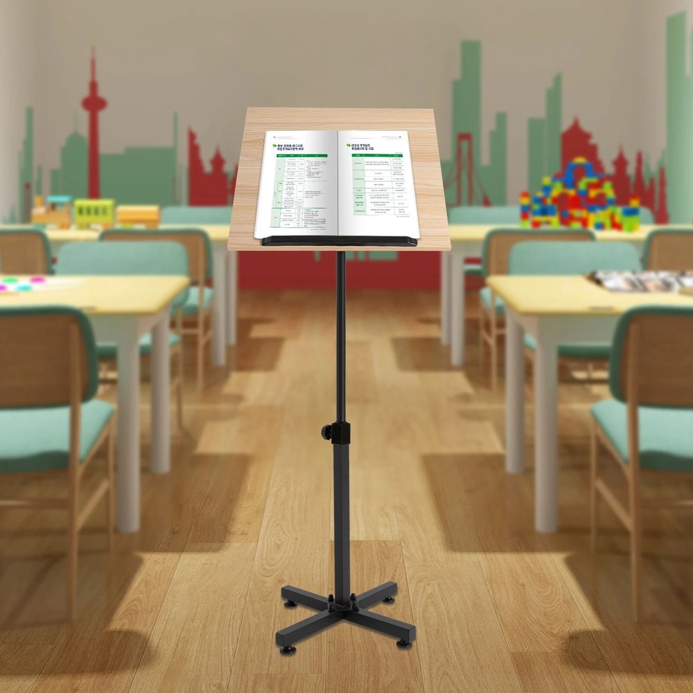 Tilting Brown Podium Stand Lectern Conference Pulpit Tablet Laptop Table 9