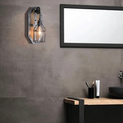 vintage industrial sconce, rustic metal wall lamp, farmhouse wall light fixture