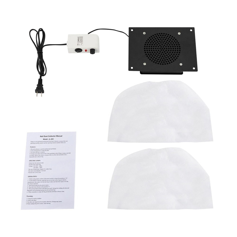 Black Wired Nail Dust Collector 6W Electric HighEfficiency Nail Dust Collector 12