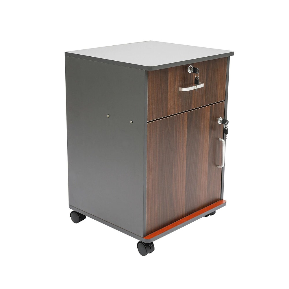 Rolling Office Storage Cabinet Organizer 2 Tiers Filing Cabinet With Lock 12