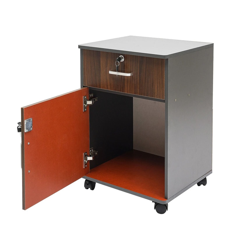 Rolling Office Storage Cabinet Organizer 2 Tiers Filing Cabinet With Lock 13