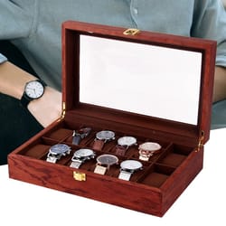 luxury accents display box, 12 slot gold wooden watch box for men, holder gift