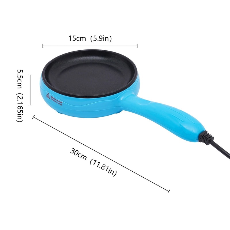 Nonstick Electric Skillet Round Blue Mini Frying Pan Small Electric Skillet 5