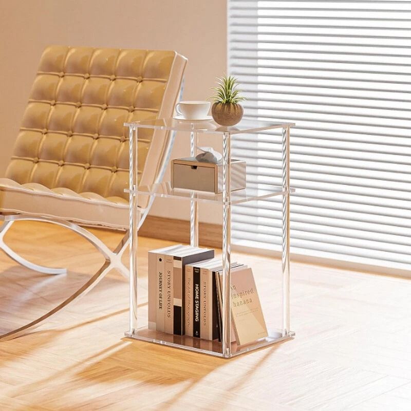 Wide Skinny Nightstand Slim Small End Table Acrylic Narrow Side Table 7