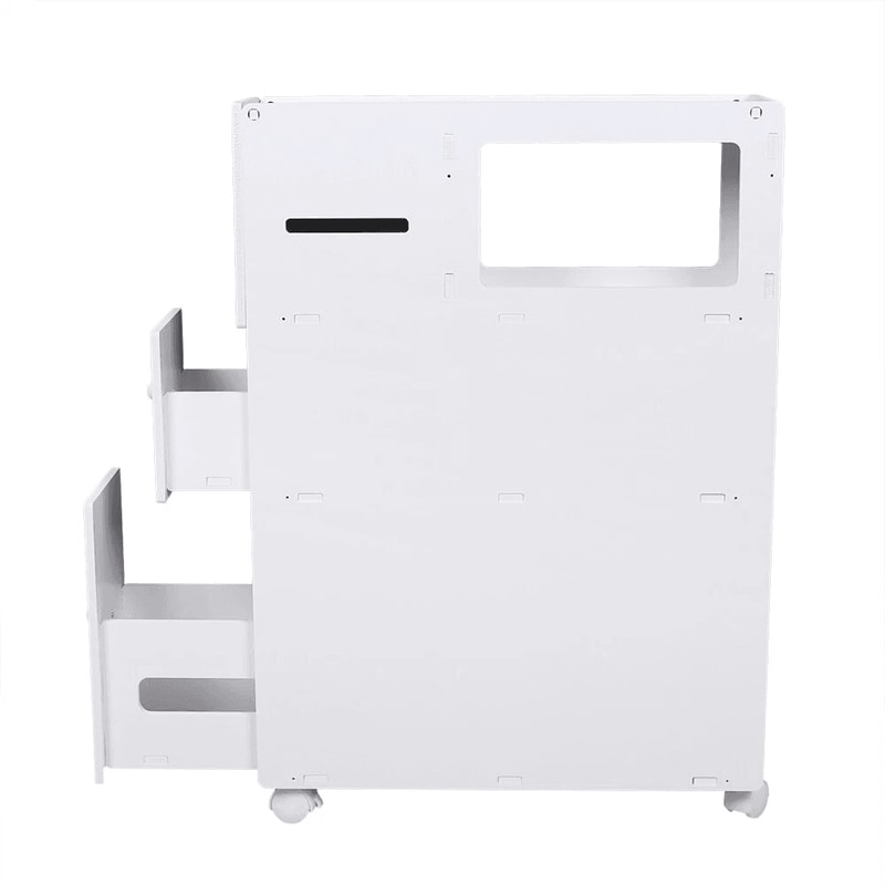 Narrow Cupboard Shelf Slim Bathroom Storage Floor Standing Toilet White 1