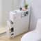 Narrow Cupboard Shelf Slim Bathroom Storage Floor Standing Toilet White 0