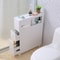 Narrow Cupboard Shelf Slim Bathroom Storage Floor Standing Toilet White 0