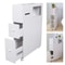 Narrow Cupboard Shelf Slim Bathroom Storage Floor Standing Toilet White 12