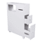 Narrow Cupboard Shelf Slim Bathroom Storage Floor Standing Toilet White 13