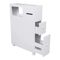 Narrow Cupboard Shelf Slim Bathroom Storage Floor Standing Toilet White 13