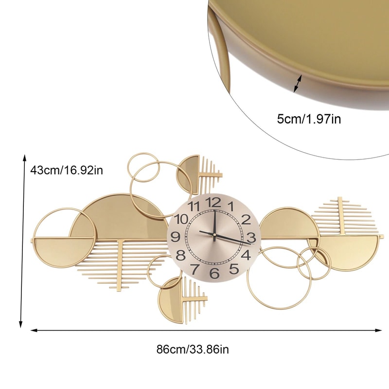 Nordic Style Metal Clocks Large Luxury Gold Wall Clock Home Living Room Decor 2